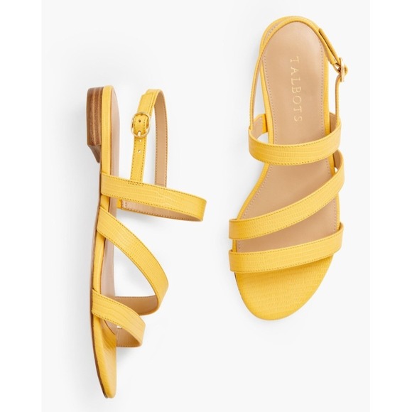 Talbots Women's Keri Multi Strap Flat Sandals Genuine Leather Yellow Sz 8 *READ* - Picture 12 of 12